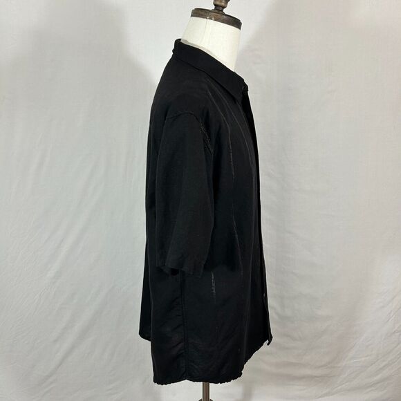 Havanera Shirt Mens XL Black Linen Rayon Short Sleeve Button Up Beachy - Picture 5 of 10
